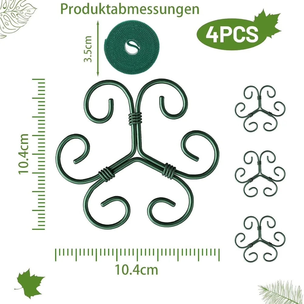4 Piece Stainless Steel Monstera Support Kit with Green Binding Tape for Indoor Plant Training and for stem Positioning