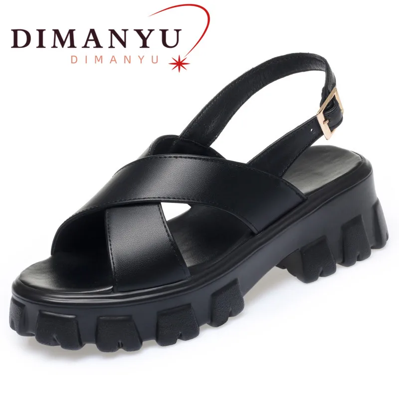 DIMANYU Women Summer Sandals 2024 New Genuine Leather Ladies Sandals  Roman Large Size 41 42 43  Platform Fashion Sandals Women