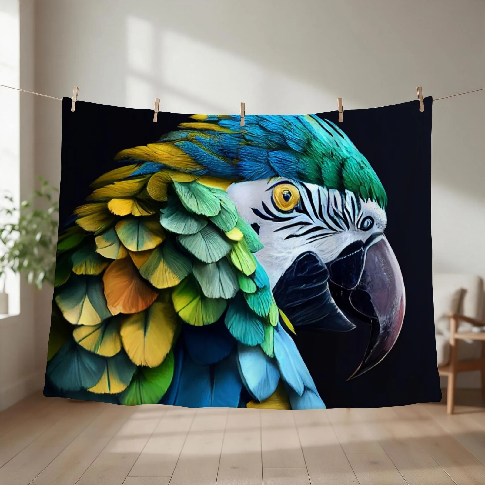 Cute Parrot - Macaw Parrot Throw Blanket Plush Thin heavy to sleep Beach Blankets