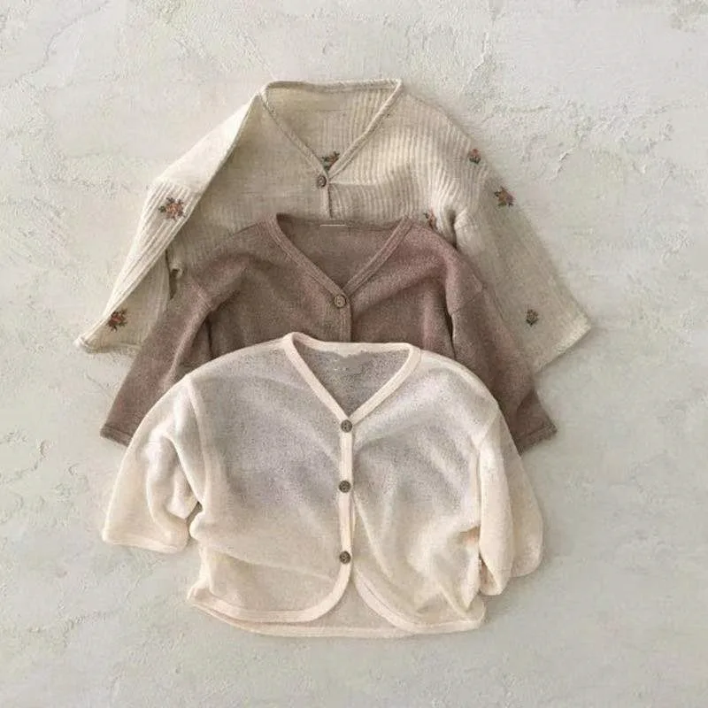 2025 Summer New Baby Solid Cardigan Cotton Infant Sunscreen Jacket Thin Newborn Breathable Clothing Toddler Casual Coat 0-24M