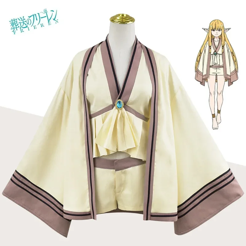 Newly Series Cosplay Freeze Cosplay Costume Anime Freeze At The Funeral Cloak Top Shorts Elf Ears Magician Uniform