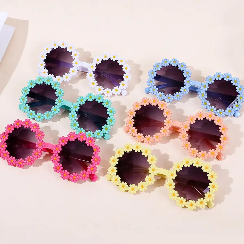 Children Cute Acrylic Flower Outdoor Protection Sunglasses Baby Girls Classic Photography Accessories Kids Boy UV400 Sunglasses