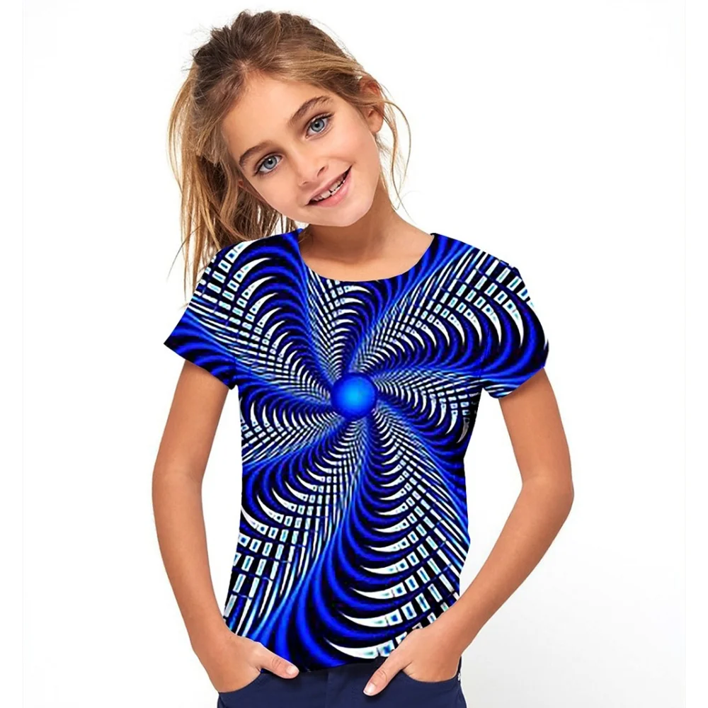 Camiseta informal de verano para niña, Camiseta cómoda y transpirable de manga corta con estampado 3d, divertida