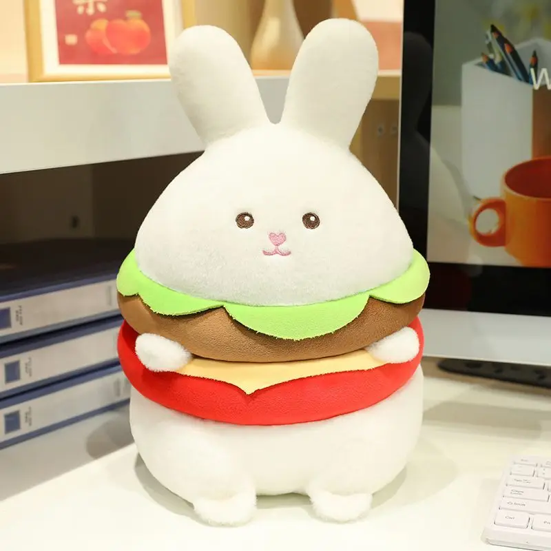 

Hamburger Rabbit Plush Toy Sleeping On The Bed Cuddly Pillow Soft Rabbit Doll Birthday Gift For Girls