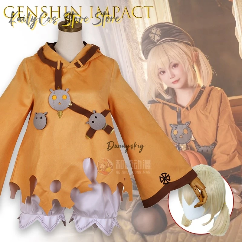 

Genshin Impact Klee Косплей Костюм Хэллоуин Взрослый Платье Комплект Со Шляпой Аниме Наряд Kawaii disfraz Adulto Тыква Ведьма Призрак