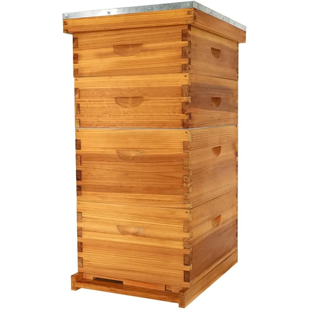 

Bees Hive Starter Kit, 10 Frame Bee Hives,Hive Include 2 Deep Bee Box 2 Medium Beehive Box with Bees Frames and Wax Foundation