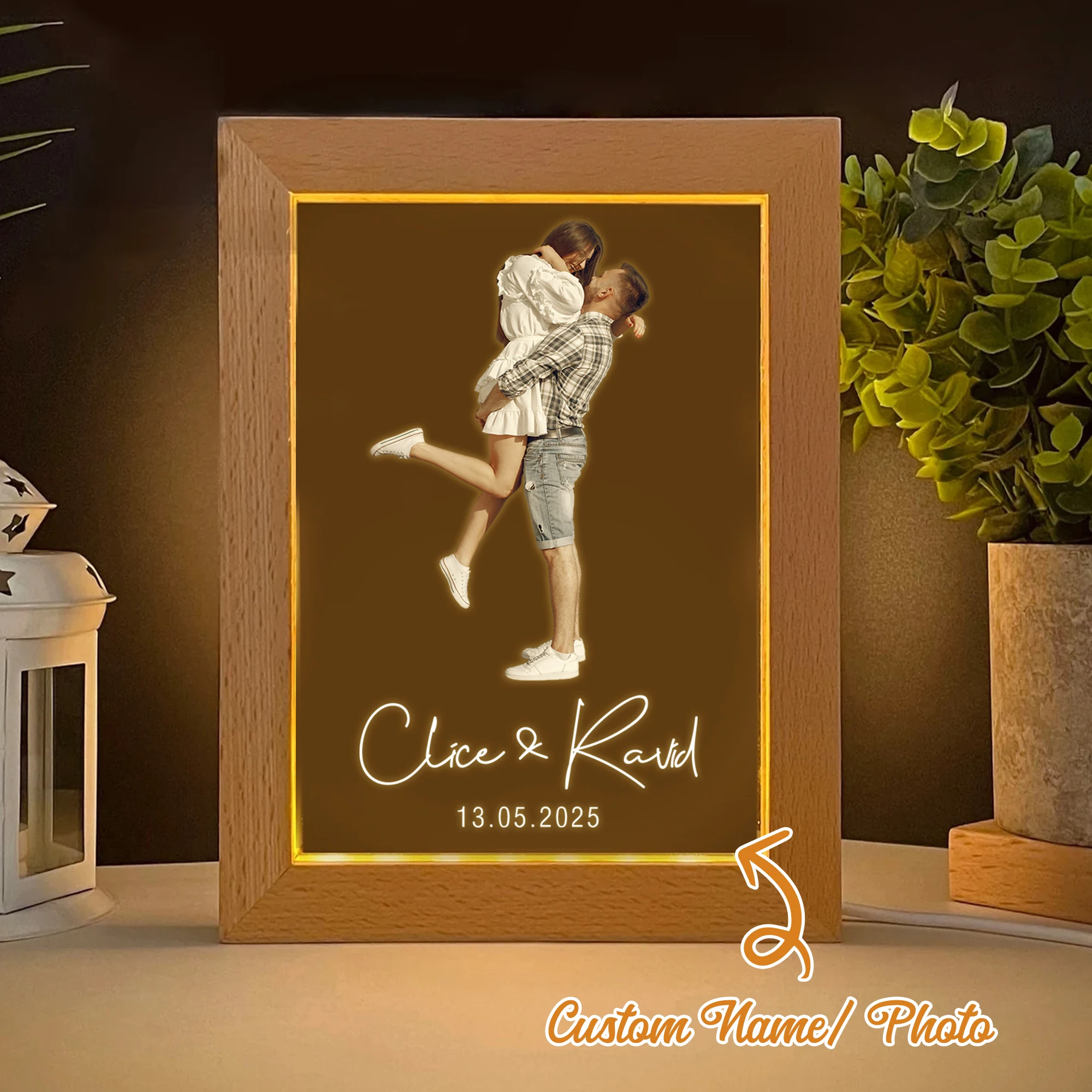 

Personalized Couple Photo LED Night View Photo Frame Custom Gift Family Living Room Bedroom Dining Room Home Decoration
