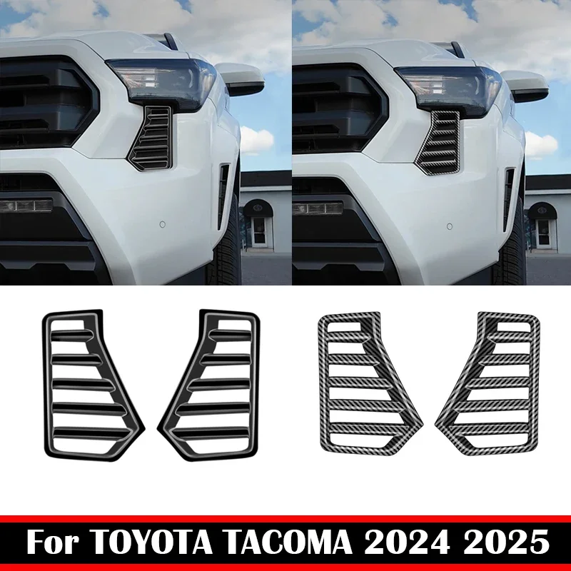 

For TOYOTA TACOMA 2024 2025 ABS carbon fiber headlights Under grille both sides Grille Fender Vent Cover decorative accessories