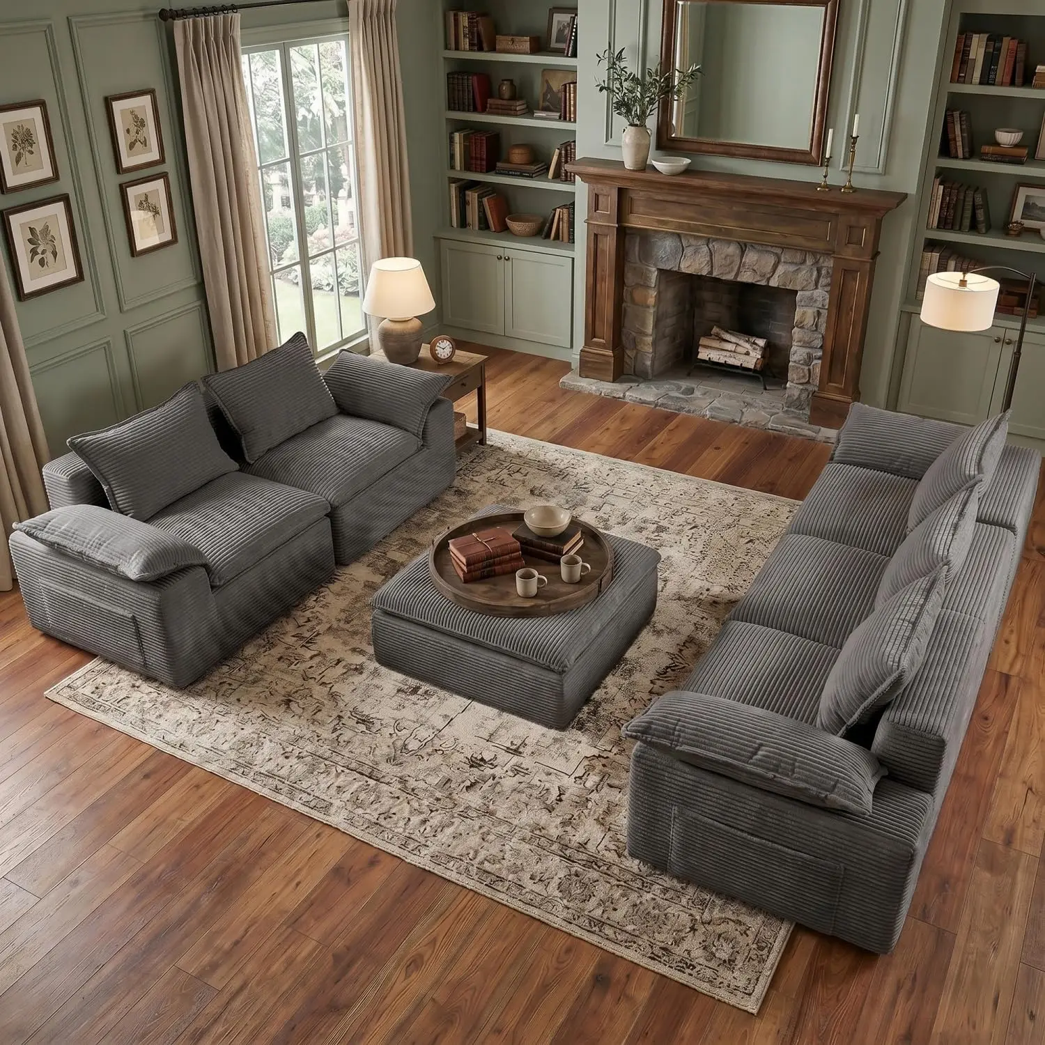 Factory Direct 2026 2Pcs Cloud Sectional Couch Sets, Convertible Modular Sofa. Grey | Boneless Couch, Deep Seat, Widened Armrest