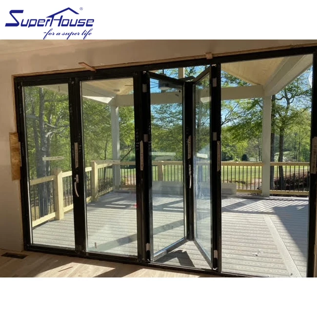 Foldable Sliding Glass Doors Aluminum Alloy Modern Passive House Windows Movable Bi FoldFrameless Folding Door