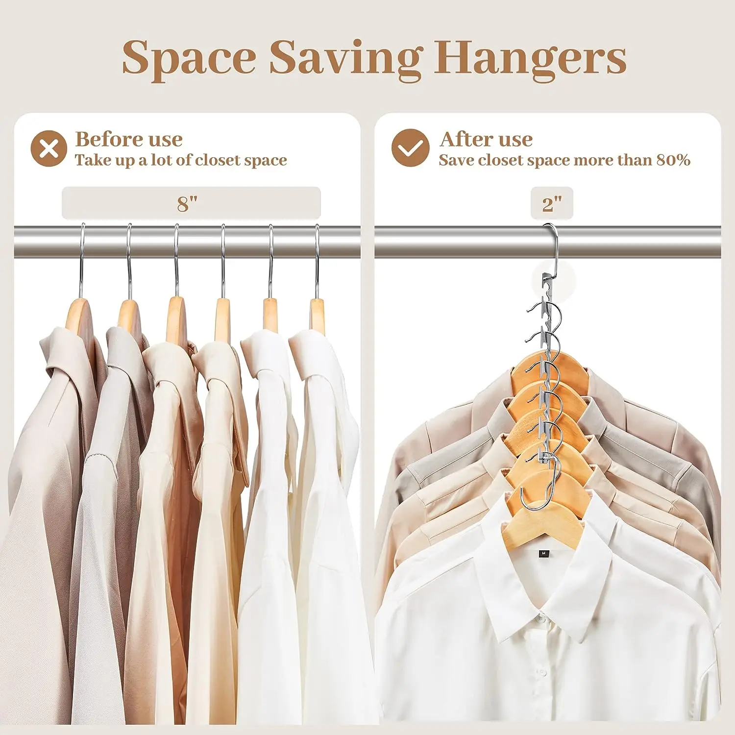 6 Hole Stainless Steel Hanger Multifunctional Metal Clothes Hangers Magic Hook Clothes Hanger Space Saving Wardrobe Storage