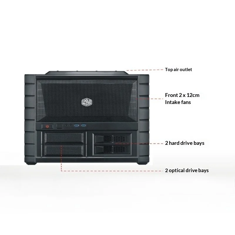 Horizontal ATX Computer Case HAF XB EVO, Supports 334mm GPU & 180mm CPU Cooler, 2x120mm Fans Included for Gaming PC