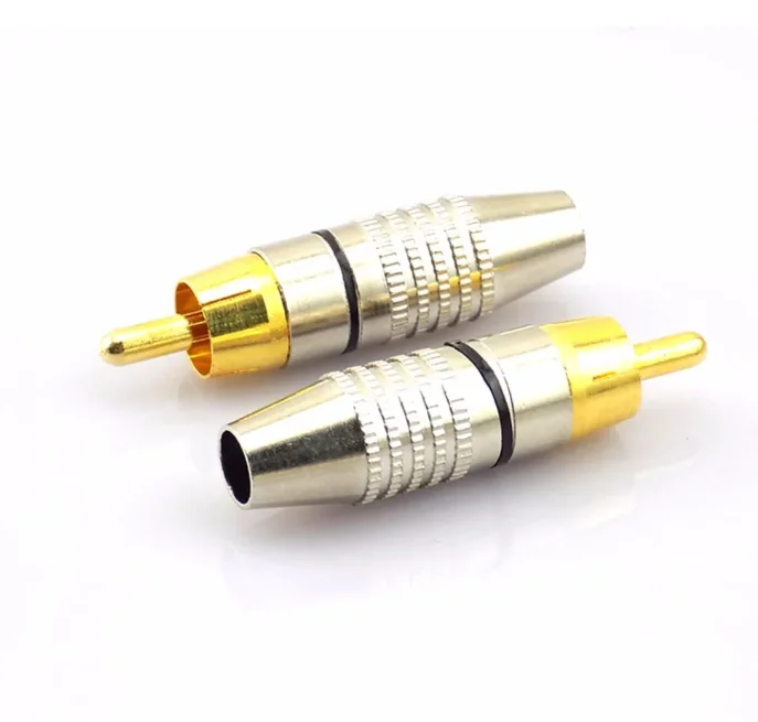 Solder-Free RCA Male Connector - Gold-Plated AV Plug for Audio Cable & CCTV Camera Applications