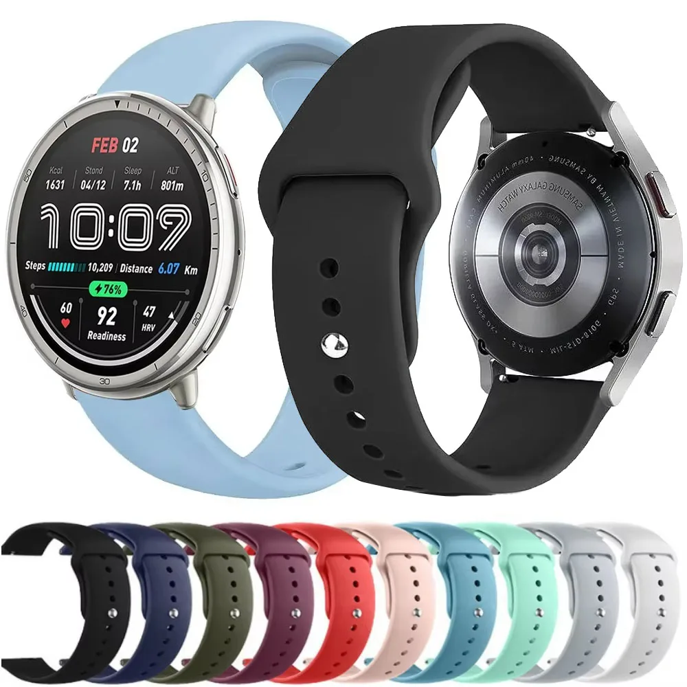 

22/20mm Silicone Strap for Amazfit Active 2 Sport Breathable Lightweight Watchband for Amazfit GTS 4 mini 3 2e/GTR 4 3 Pro/Bip 6