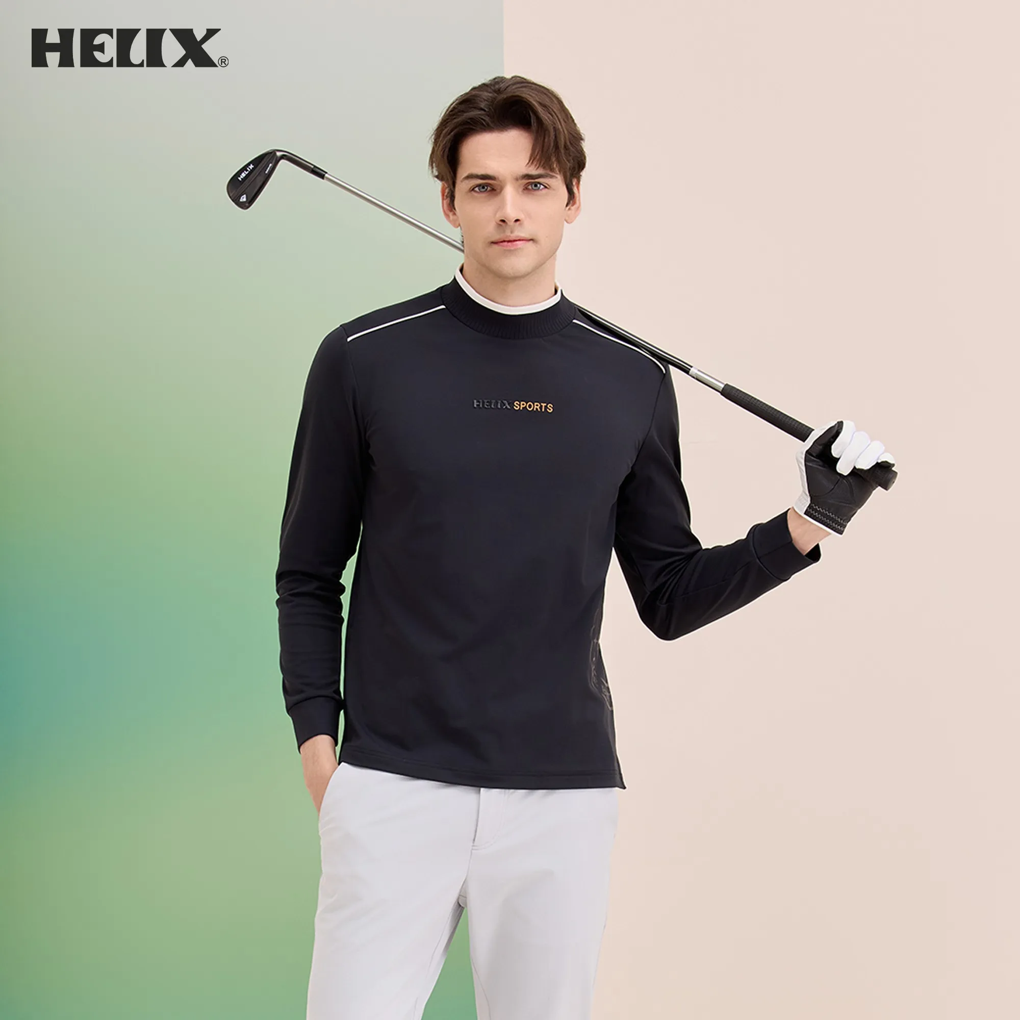 HELIX Golf Clothing Men's Long-Sleeved Autumn and Winter Soft Breathable Sun Protection Sports Top T-Shirt