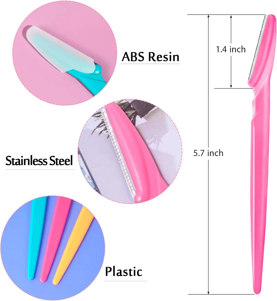Eyebrow Razor Trimmer Face Shaver Kit Stainless Steel Blades with Protective Covers Facial Hair Removal Microblading Tool