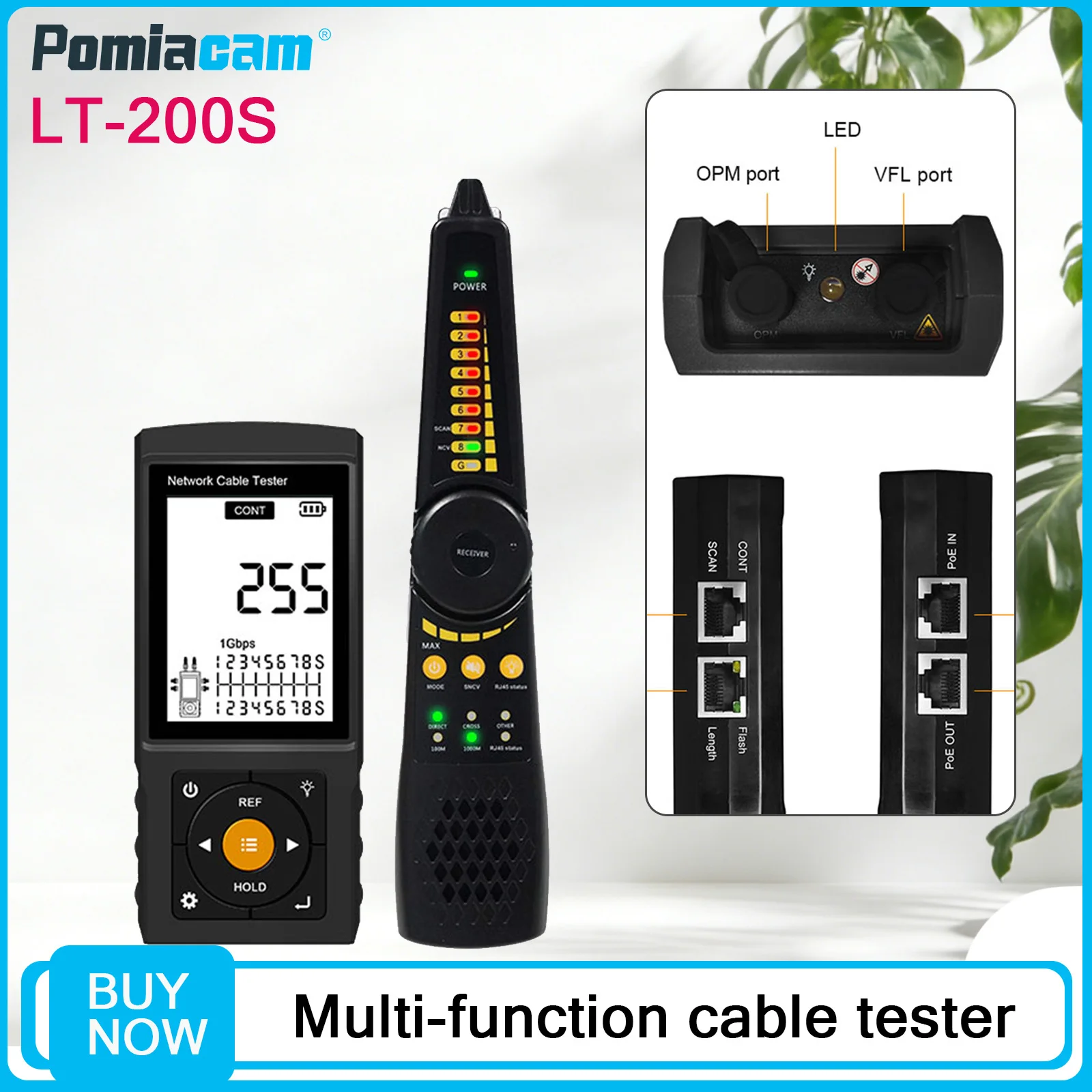 

Тестер сетевого кабеля Многофункциональный PoE TDR Тест волокна Обслуживание сетевого кабеля Профессиональный инструмент Измеритель оптической мощности LT-200S