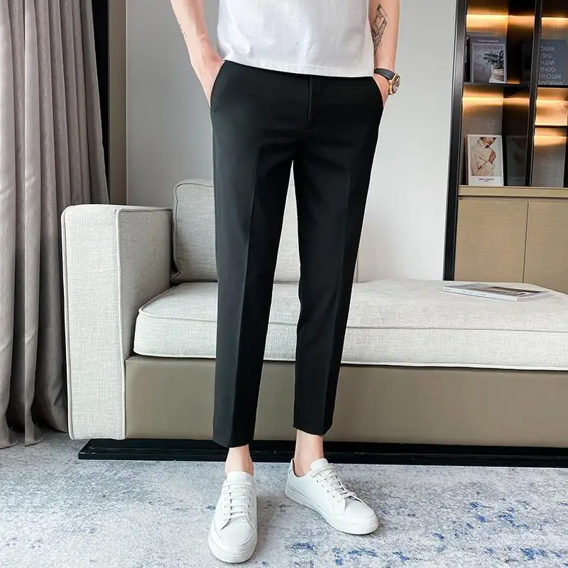 2024 Summer Trend Fashion Minimalist Solid Color Slim Fit High Waisted Straight Leg Business Casual Versatile Harlan Suit Pants