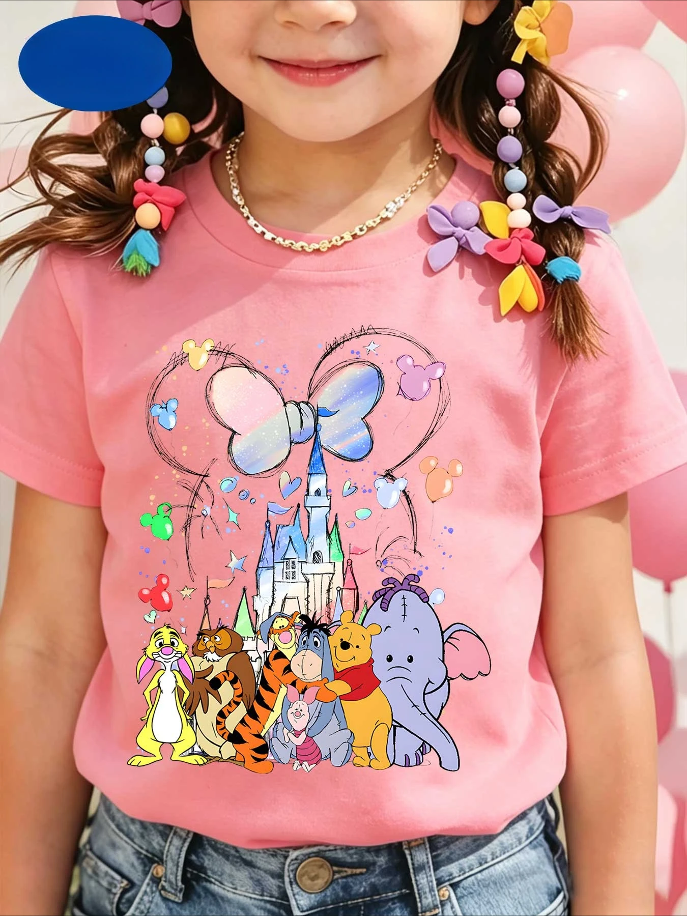 Soft and Cute Winnie The Pooh Pure Cotton Cartoon Printed Children's T-shirt 2026 Summer New Fashionable Parent-child T-shirt