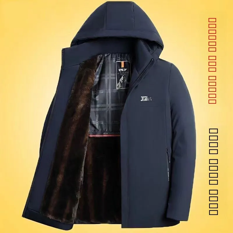 

Теплая парка, пальто с меховым воротником, съемная шапка средней длины, зимняя новинка, повседневная деловая куртка для людей среднего возраста и ли, хлопок