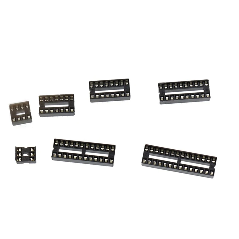 DIP IC Chip Socket Adapter 2.54Mm Pitch Dual Row Flat Pins Chip Connector 6, 8, 14, 16, 18, 20, 24, 28 Pins 66PCS