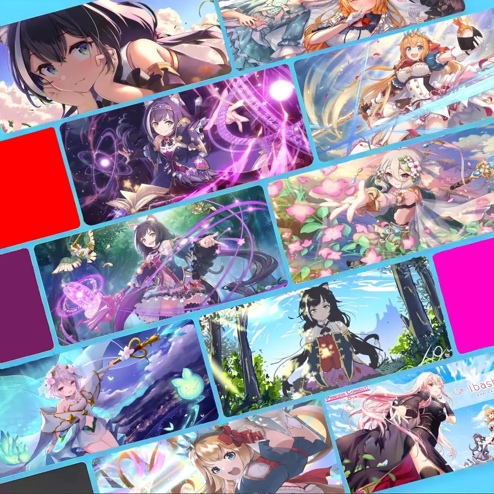 game cute P-Princess Connect! Re:Dive Mouse Pad Non-Slip Large Desk Mat Thick Stitched Edge Gaming Mousepad