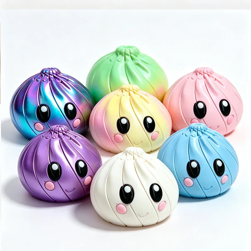 1/6pc 3D Printing Dumpling Sensory Decompression Toy Deformable Twist Creative Stress-Relief Gadget Desk Ornament
