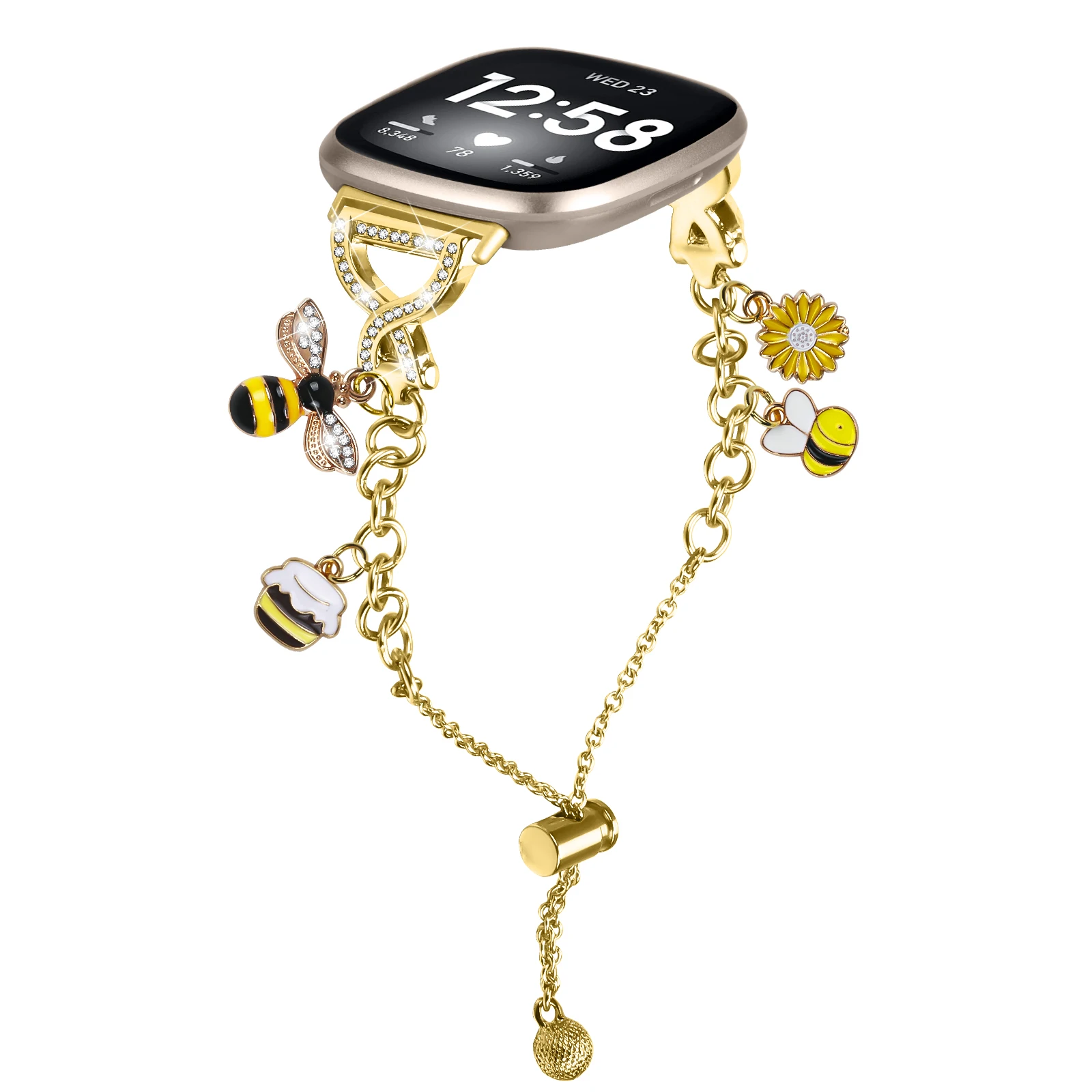 ไม่มีช่องว่างโลหะเพชรสายนาฬิกาสําหรับ Fitbit Sense Versa 3 สายรัดข้อมือสร้อยข้อมือ Fitbit Versa 4 Sense 2