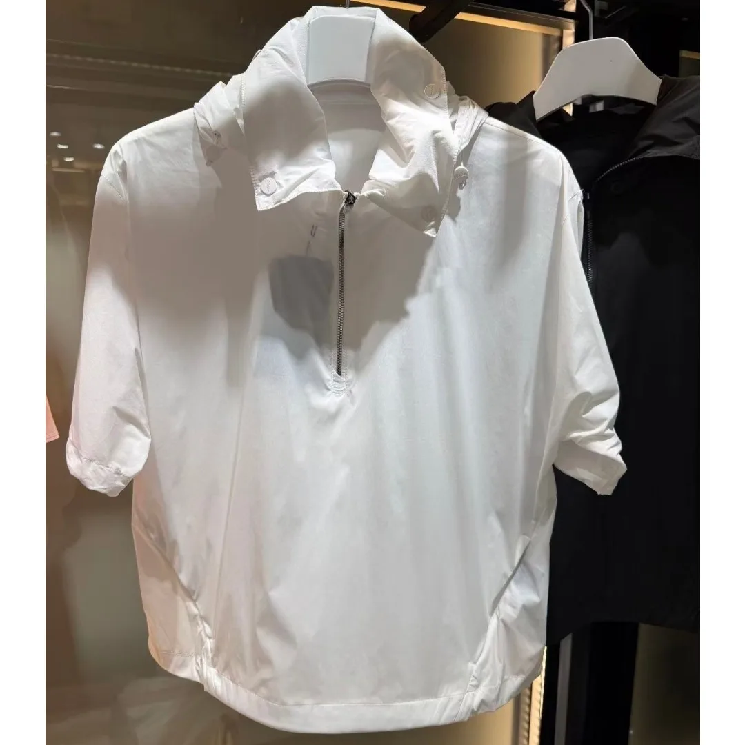 Women's Golf Half-Zip Hooded Top 2026 Fall New Korean Style Short Sleeve Sporty Casual Baseball Breathable Quick-Dry Polyester