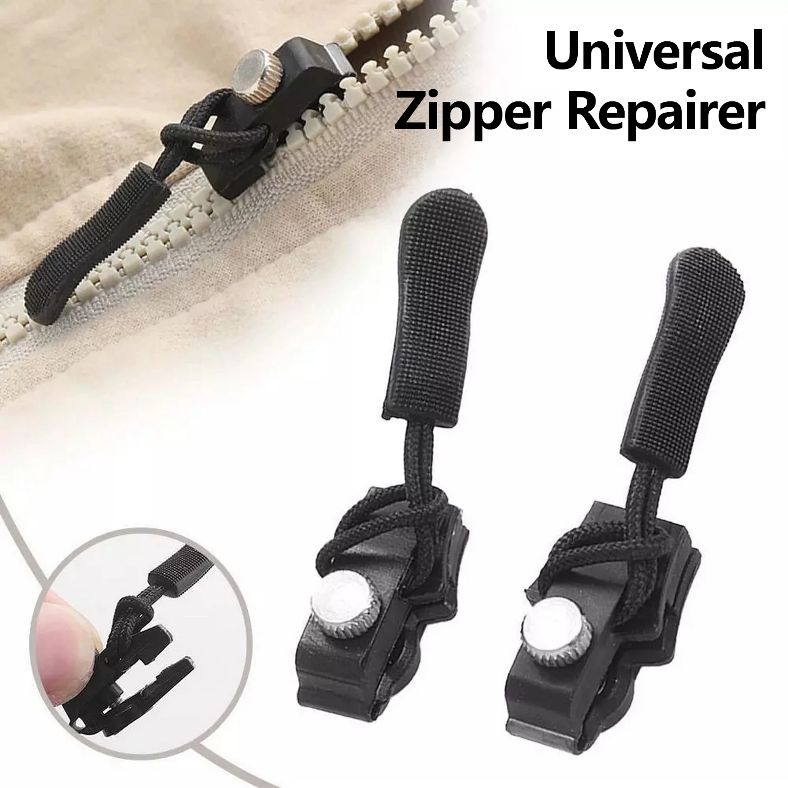 3Pcs Removable Universal Zipper Repairer Non-Slip Fix Zipper Sliding Teeth Screw Zipper Head For Jackets Tents Skirts And Jeans