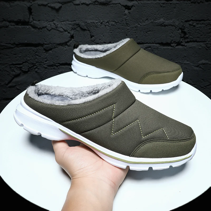 Winter Men Cotton Shoes Keep Warm Shoes Non-Slip Winter Home Slippers Soft Slippers Women Couples Comfortable Male Fur Slides