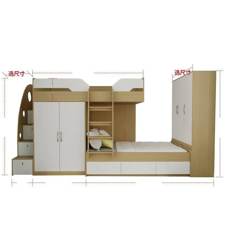 Parallel upper and lower bunk, high and low bed, child and mother double-layer staggered type