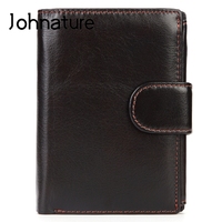 Johnature Genuine Leather Men Wallets 2024 New Vintage Male Cowhide Short Wallet Multifunction Coin Purse Wallet Card Holder