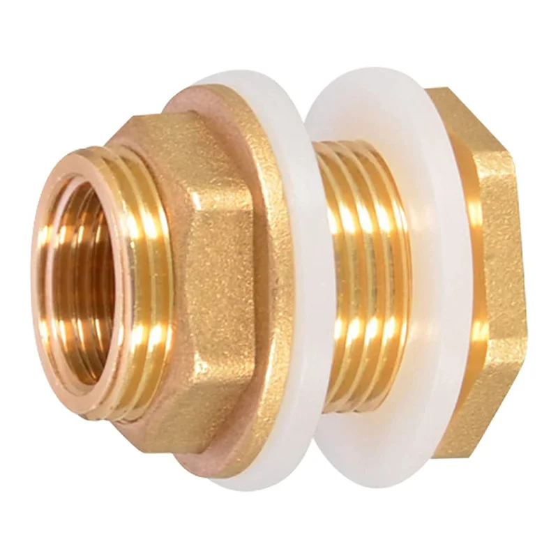 ABVG-Solid Brass Bulkhead Fitting,15Set 1/2In Female 3/4In Male Solid Brass Water Tank Connector Threaded With Silicone Rings