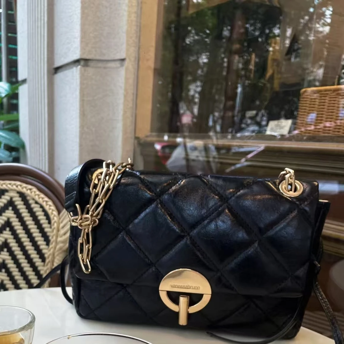 

French Vanessa Desinger Bruno Moon Ins Hot Women Leather Messenger Handbag Crossbody Bag Ladies High Quality Shoulder Purses Bag