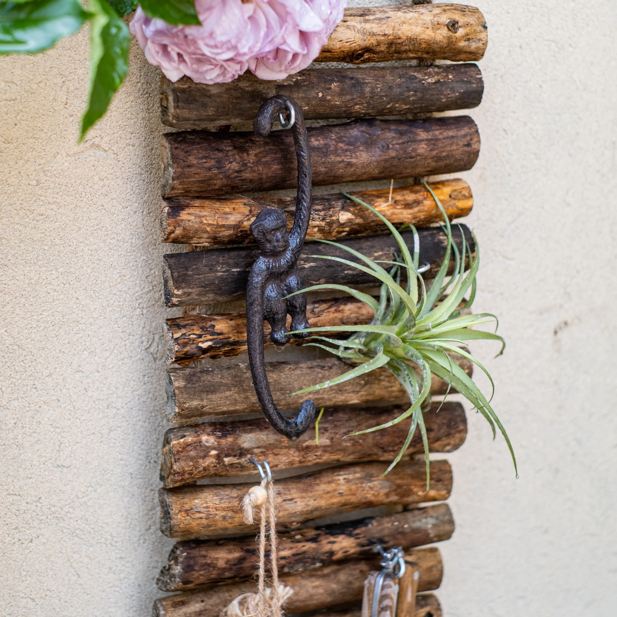 Vintage Wooden Ladder Wall Hanging Decoration Ideal for Cafes and Courtyard Aesthetically Designed Retro Ladder Wall Home Decor