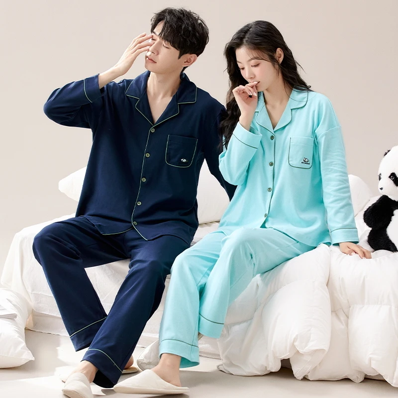 Pass time spring autumn women Pama long sleeve pure cotton homeware couple set thin men SE1324-1325