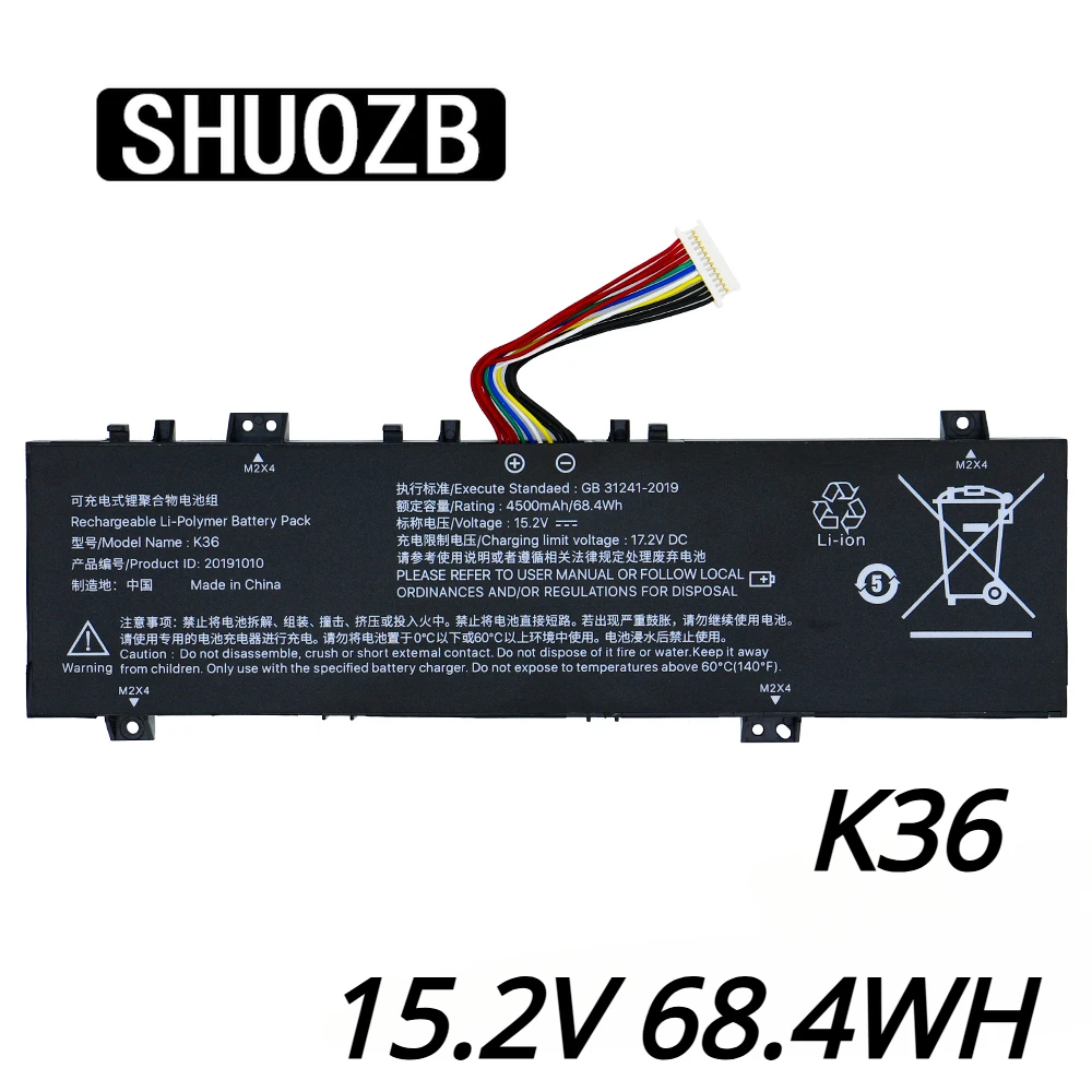 SHUOZB K36 Laptop Battery For BBEN G17 G16 G16A G16S X36A G156M G16X wizard G2 K36 15RX X36E GB-15X36 ENZ X36 N36 15.2V 4500MAH