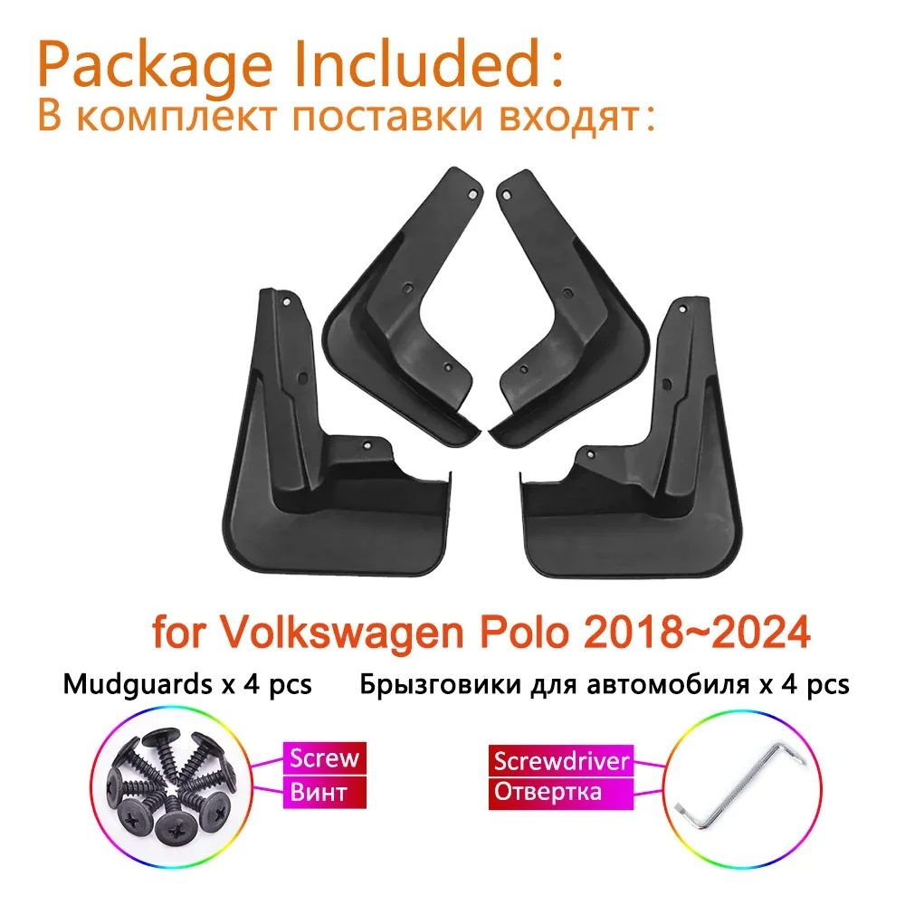 Mudguards for Volkswagen VW Polo 6 AW Mk6 2018~2024 2023 2022 2021 2020 2019 Accessories Mud Flaps Splash Fender Guard Styling