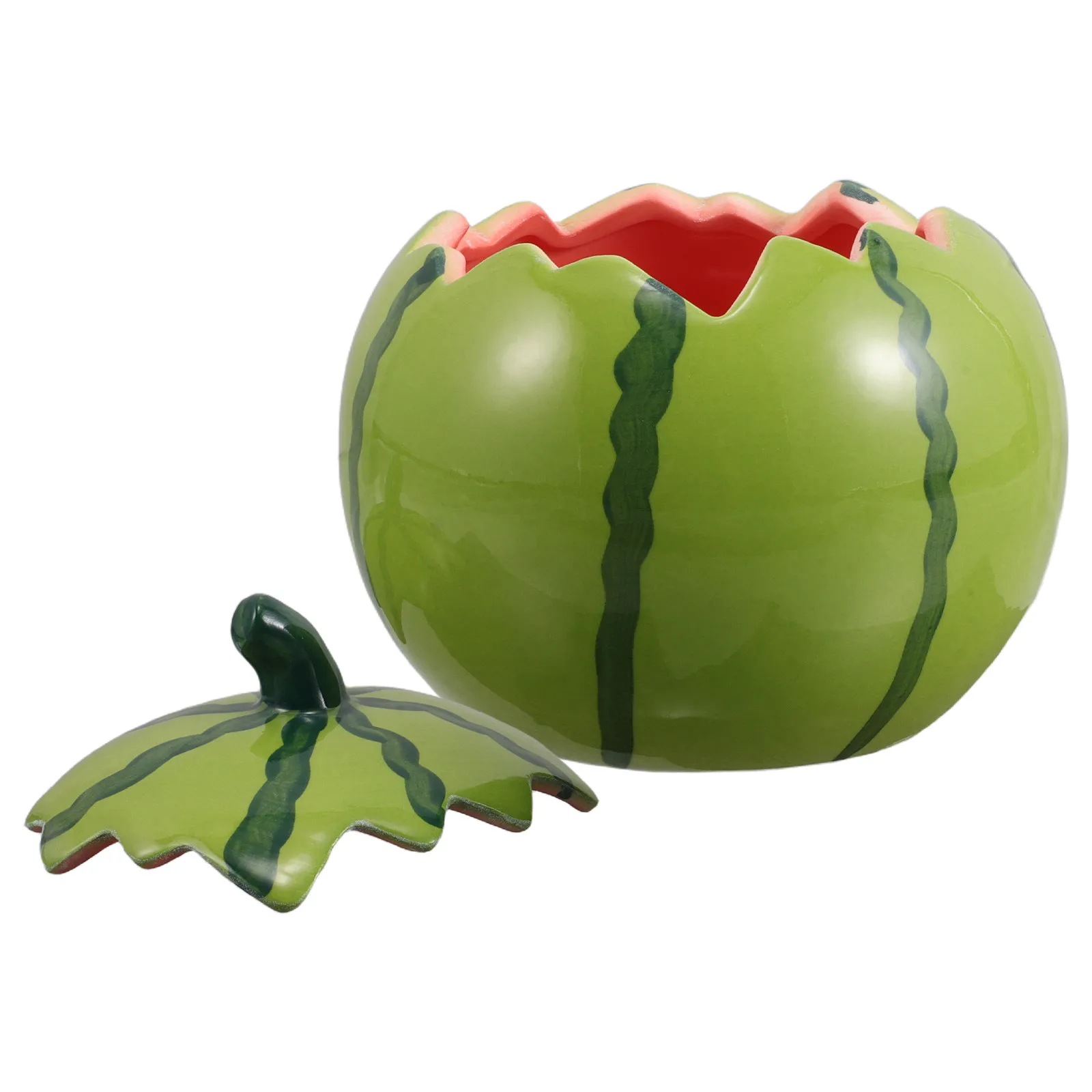 Watermelon-Shaped Ceramic Bowl with Lid for Soup, Ramen, Rice, Pudding, Dessert – Heat Retaining Serving Dish