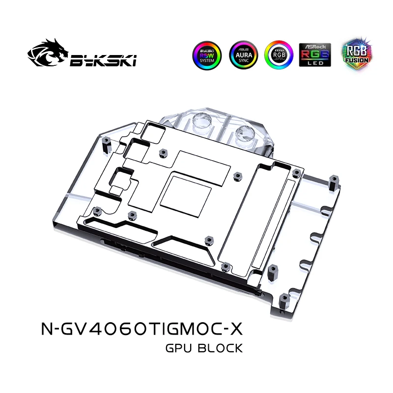 Imagem -02 - Bykski-placa de Vídeo Refrigeração a Água Bloco Gpu para Gigabyte Rtx 4060ti Gaming oc Cobertura Completa Luz Argb N-gv4060tigmoc-x 16g 8g