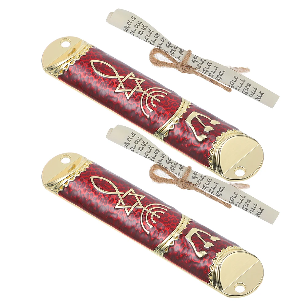 

2 set Metal Mezuzah Case Kosher Scroll For Door Jewish Faith Symbol Home Blessing Decor Judaica Gift Artistic Religious Wall