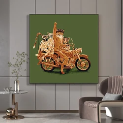 Fantastic Mr-Fox Poster Canvas Painting Wall Art Print Movie Fox Ride  Motorcycle for Kids Room Home Decor Cuadros