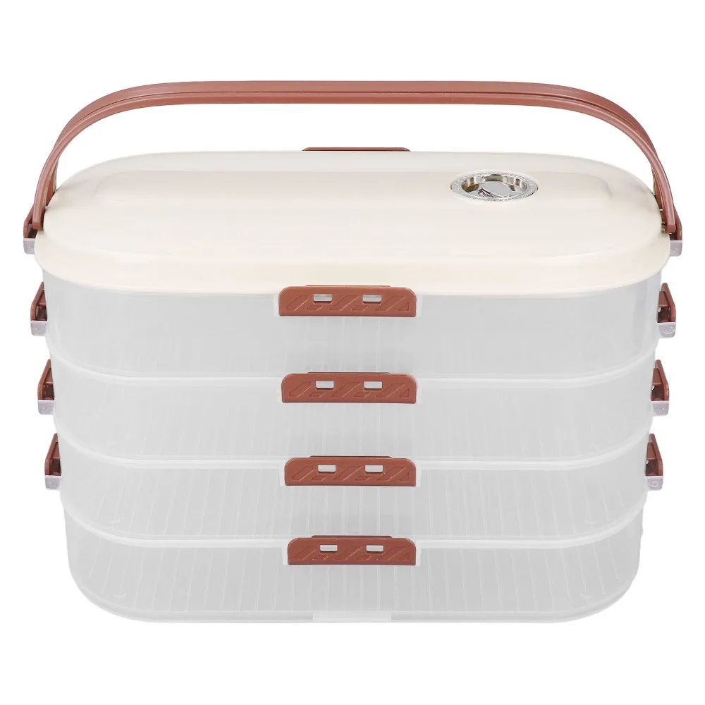 Multifunctional 4 Layers Food Storage Container PP Airtight Lid Cookie Storage Container Dumpling Storage Box Freezer Use