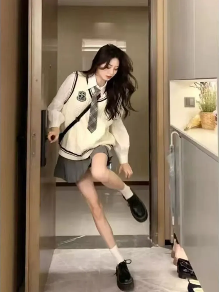 

Salt Series College Style Uniform Set Two-Piece Dress Autumn Winter Women's Fashion Korean TV Series Inspired Outfit