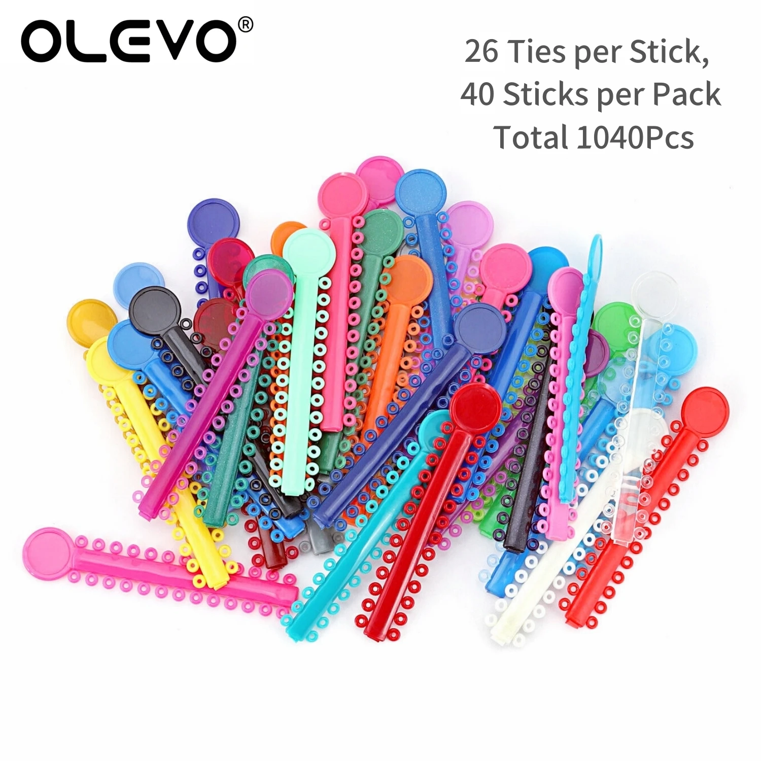 Lazos de ligadura elásticos para ortodoncia Dental, módulos de ligadura coloridos, herramientas de tratamiento Orto, 1040 piezas/40 palos