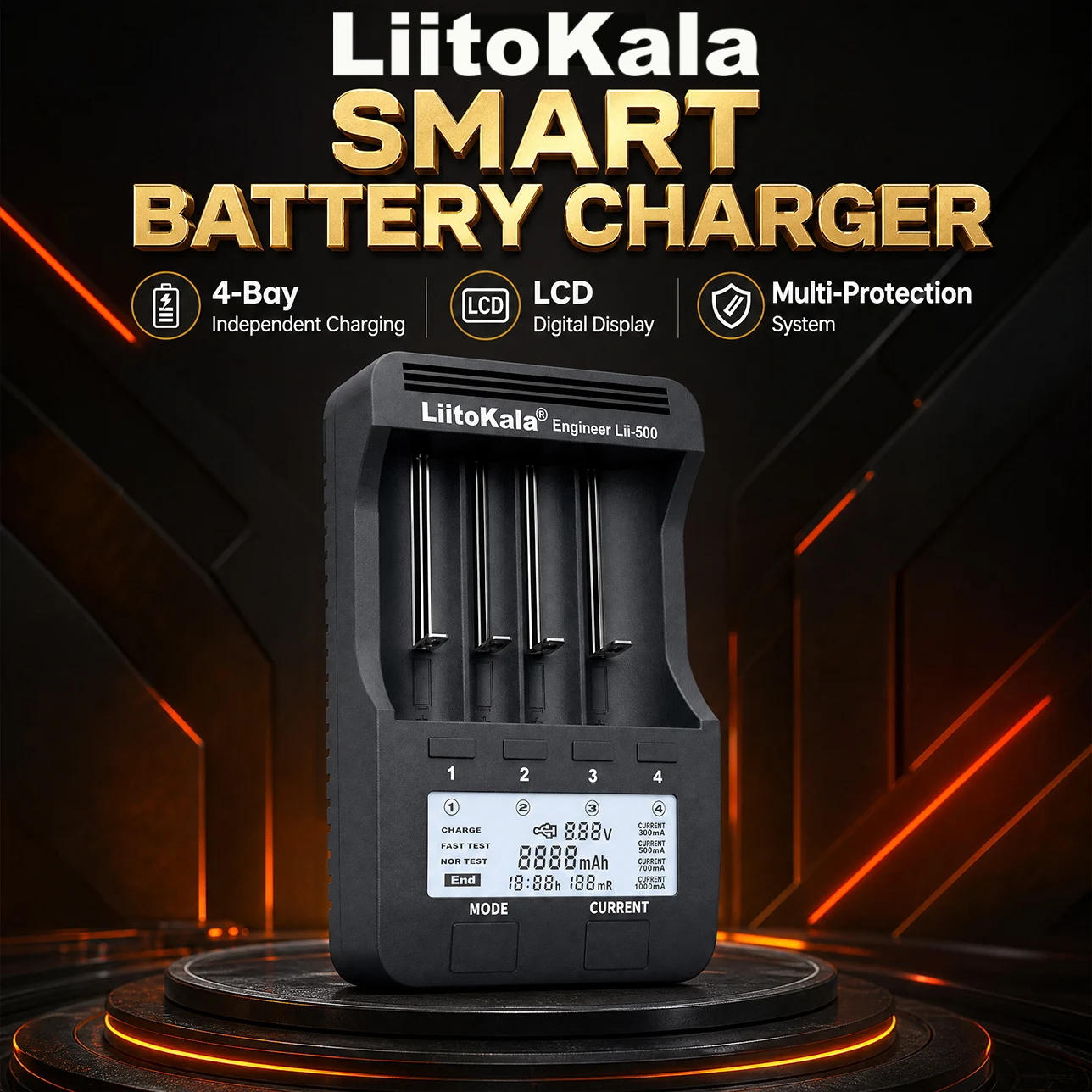 Vape Battery 18650 - Chargeur de batterie LiitoKala Lii-500 à