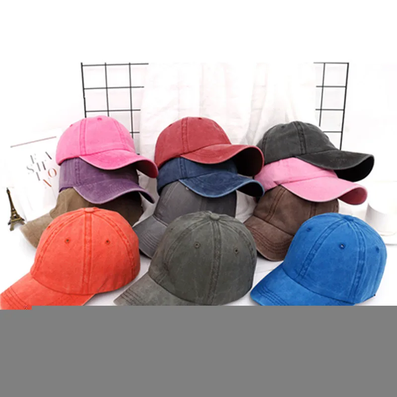 2024 New Unisex Cap Plain Color Washed Cotton Baseball Cap Men & Women Casual Adjustable Outdoor Trucker Snapback Hats