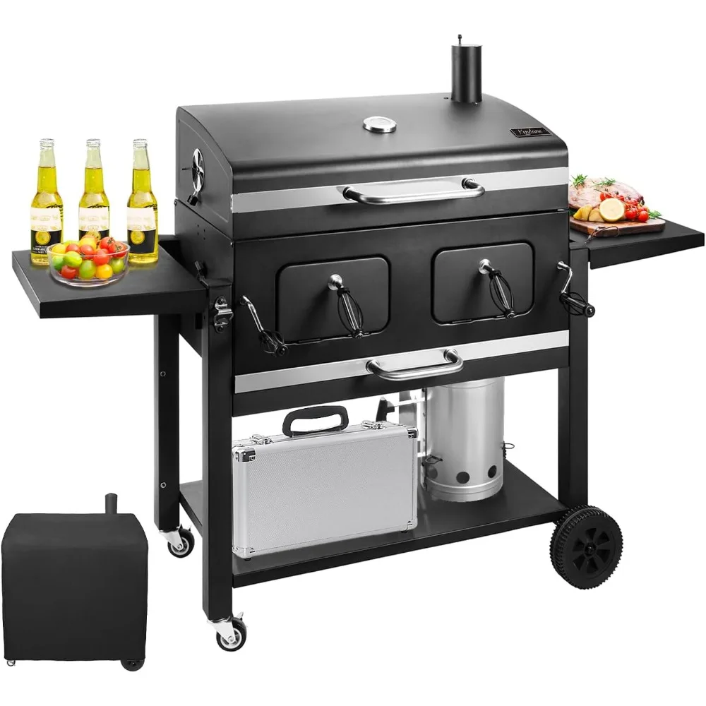 

Charcoal Grill Outdoor BBQ Grill, Extra Large Cooking Area 794 Square Inches with Two Individual & Adjustable Charcoal Tray