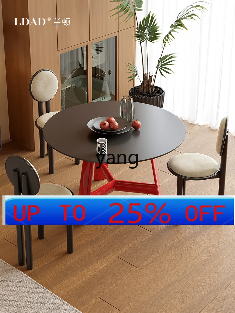 

LH Minimalist round Stone Plate Dining Tables and Chairs Set Small Apartment Simple Living Room Negotiation Table